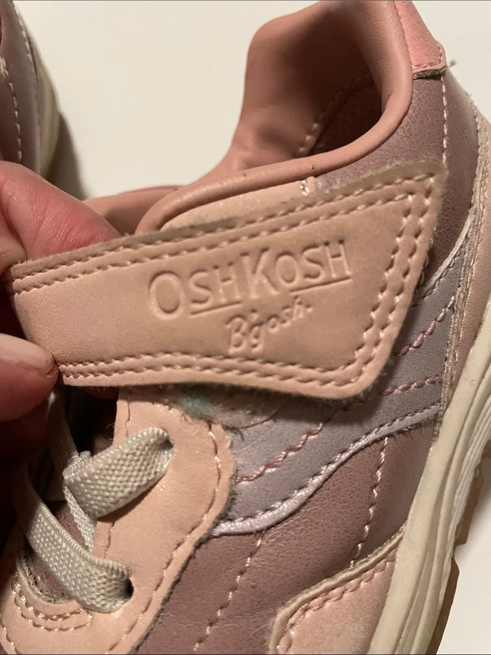 OSHKOSH Toddler Girl Size 10 Pink Purple Athletic Sneakers Hook-and-Loop Strap